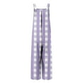 thumbnail image 4 of Casual Jumpsuit for Women Summer Button Strap Plaid Criss Cross Bib Jumper with Pocket Loose Pleated Wide Leg Outfits, Purple, XL, 4 of 7