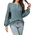 thumbnail image 3 of Fantaslook Henley Long Sleeve Shirts for Women Casual Tunic Tops Fall Dressy Blouses Lightweight Pullover, 3 of 7
