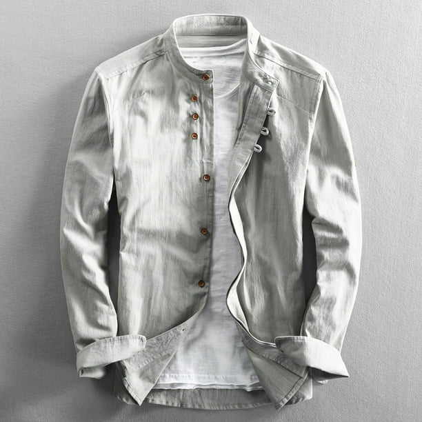 pstuiky Camisas de manga larga abrigadas para hombre, Camisa deportiva de manga corta con solapa y cremallera a rayas para hombre Tops de talla grande para hombre m