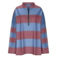thumbnail image 4 of WEIYLL Women Oversized Fall Half Zipper Turtleneck Striped Tops Long Sleeve Color Block Cardigan Sweatshirts Brick Red, 4 of 5
