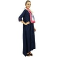 thumbnail image 4 of Bimba Women's Indian Designer Asymmetrical Hem Blue Rayon Kurta With Scarf-8, 4 of 6