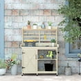 thumbnail image 6 of Outsunny Wooden Potting Bench, Outdoor Potting Table with Storage Cabinet, Storage Shelves, Sink, Water Tap for Backyard, Patio, Balcony, Natural, 6 of 9