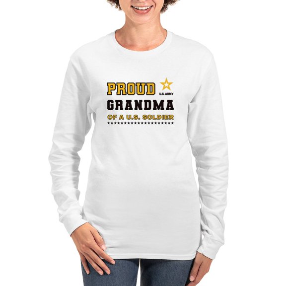 CafePress - Proud Grandma Of A Soldier Black And Gold Long Sleeve T Shirt - Women's Long Sleeve Graphic Casual T-Shirt