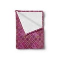 thumbnail image 2 of Moroccan Soft Flannel Fleece Throw Blanket, Art in Times Checkered Pattern with Abstract Pinkish Motifs, Cozy Plush for Indoor and Outdoor Use, 50" x 70", Magenta Purple Marigold, by Ambesonne, 2 of 5