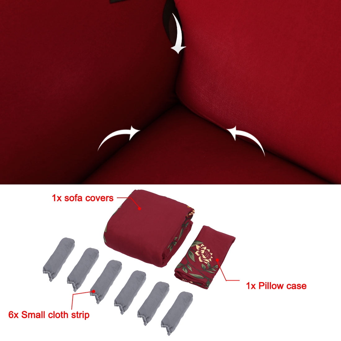 Unique Bargains 1-Piece Contemporary Floral Stretch XL Sofa Couch Cover, Red