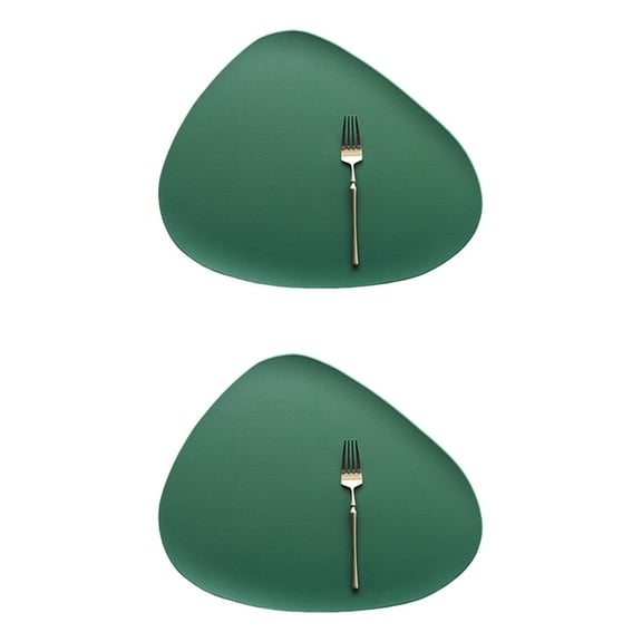 Triangle Placemats Dining Table Mat Washable Wipeable Place Mats Set of 2 Thicken Coasters Coffee Mats Heat Insulation Plate Mats for Home Kitchen Indoor Outdoor Table Mats Green