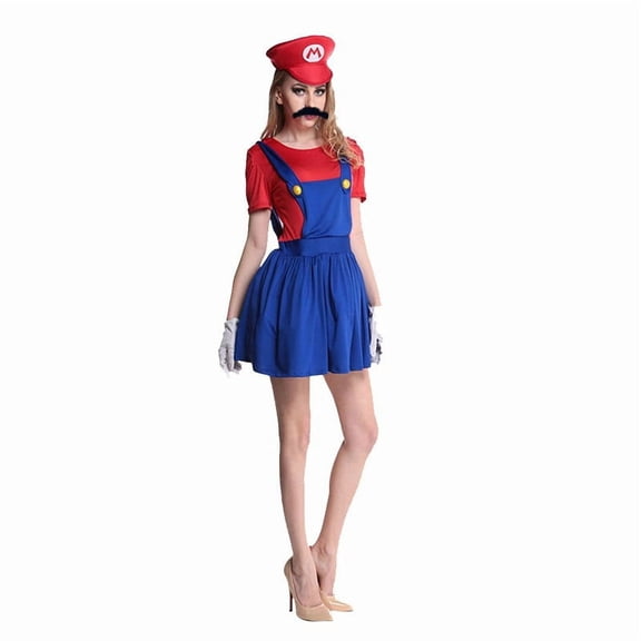 Halloween Super Brothers Costumes, Funny Super Bros Fancy Dress Cosplay Costume Adults Women L