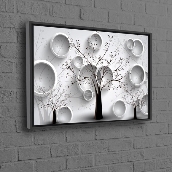 Paysage Imprimé Blanc Moderne Toile 3D avec Arbres Parfait pour Décorations de Maison Cadeaux et Décorations d'Art de Noël