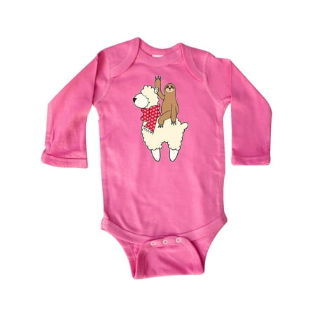 

Inktastic Valentine Sloth and Llama in Scarf Gift Baby Boy or Baby Girl Long Sleeve Bodysuit