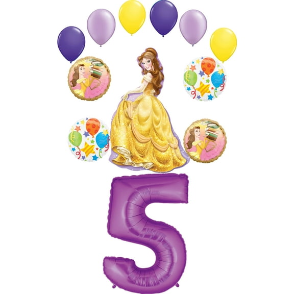 Beauty and The Beast Party Supplies Princess Belle 5th Birthday Balloon Bouquet Decorations