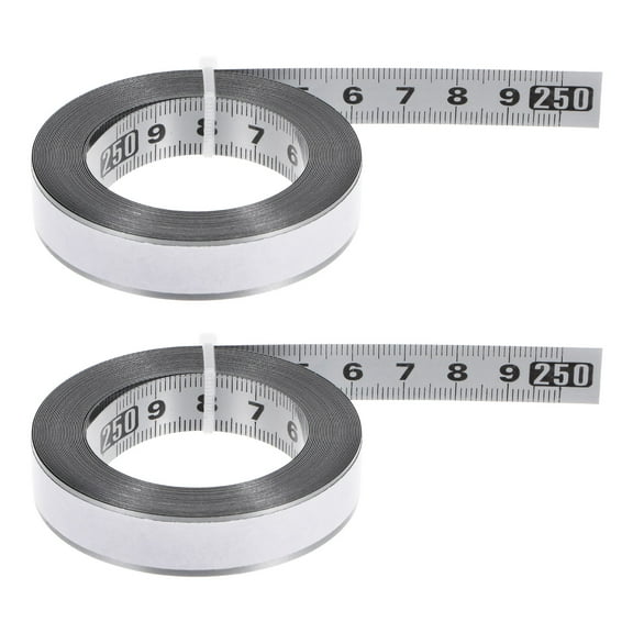 Self-Adhesive Measuring Tape 250cm Stainless Steel Metric Middle to Both Sides Read, 2 Pieces
