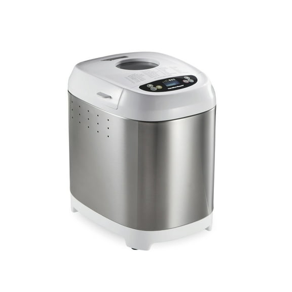Hamilton Beach 2 lb Bread Maker Machine, Artisan Dough Bread Maker with 14 Settings, White & Stainless Steel