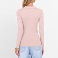thumbnail image 4 of Lumtrix Womens Long Sleeve V Neck Polo Shirts Thumb Holes Business Casual Collared Tops Slim Fitted Basic 2026 Spring Tees Pink M, 4 of 7