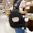 thumbnail image 2 of Mochila de moda Mochila grande para estudiantes Mochila con colgante de animal lindo (Negro), 2 of 6