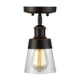 thumbnail image 1 of Rustic Glass Flush Mount Light Fixture Mini Clear Seeded Glass Shade Semi Flush Mount Ceiling Light for Hallway Farmhouse Kitchen Entryway, Oil Rubbed Bronze, 1 of 4