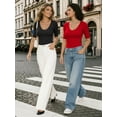thumbnail image 6 of MOYIKO Womens Half Sleeve Tops Scoop Neck Slim Fitted Basic Tee Shirts 2026 Trendy Casual Clothes, 6 of 7