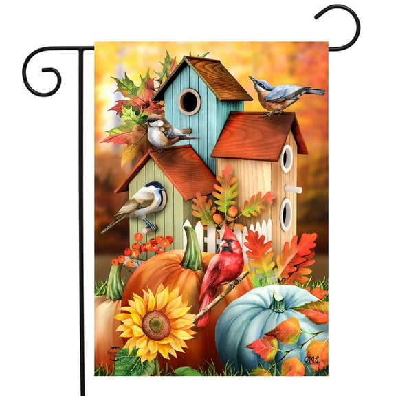 Briarwood Lane Fall Floral Birdhouses Garden Flag