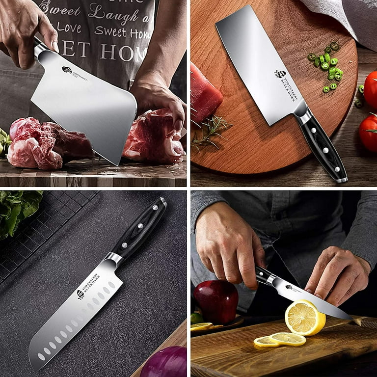 Tuo Cutlery TC1219 Black Hawk X50CrMoV15 Steel 8-Piece Kitchen Knife Set 