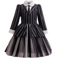 thumbnail image 2 of Addams Costume pour Filles, Tenues d'Uniforme d'Académie Cosplay, Ensembles de Costumes à Rayures pour Fille avec Jupe Plissée pour l'Halloween, 2 of 7