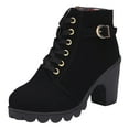 thumbnail image 3 of Mostsola Womens Combat Boots Lug Sole Heel Ankle Boots Lace up Zipper Round Toe Short Boots, 3 of 7