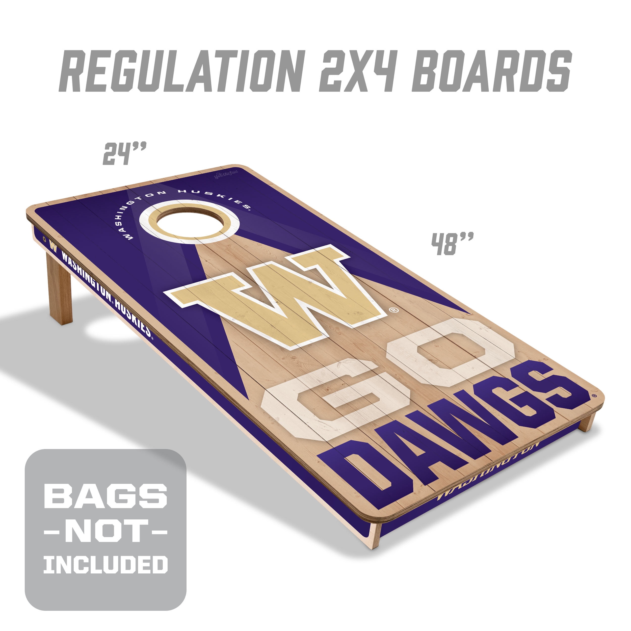 YouTheFan NCAA Washington Huskies 2X4 Slogan Series Cornhole NO BAGS
