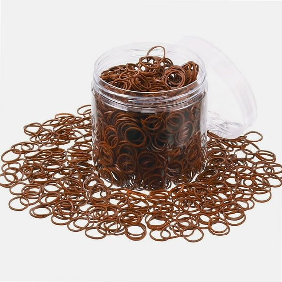 2000 Pack Mini Rubber Bands Elastic Hair Bands Soft Hair Ties with Box for Children Hair Braiding Hair Wedding Hairstyle (Dark Brown)
