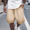 thumbnail image 2 of Work Shorts Men Male Heavyweight Distressed Shorts Washed 2 Tone Gradient Loose Oversize Athletic Shorts Khaki M, 2 of 4