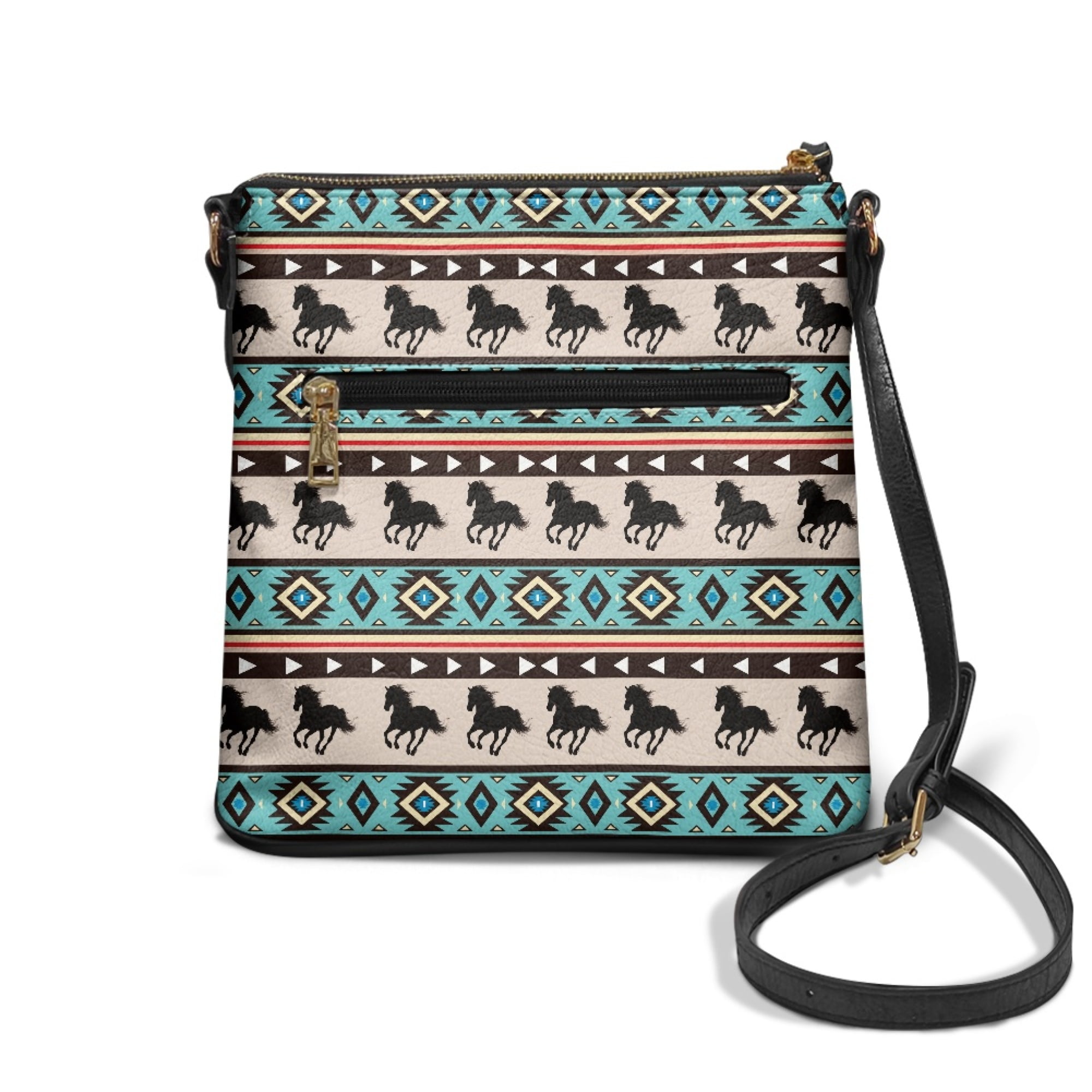 ZUXONGSY Aztec Horse Print Shoulder Handbag for Women Fashion Crossbody Travel Purse PU Leather Satchel with Adjustable Wide Strap for Shopping Working