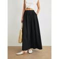 thumbnail image 2 of Womens Summer Long Skirt High Waist Pleated A-Line Casual Flowy Fairy Skirts Black S, 2 of 6