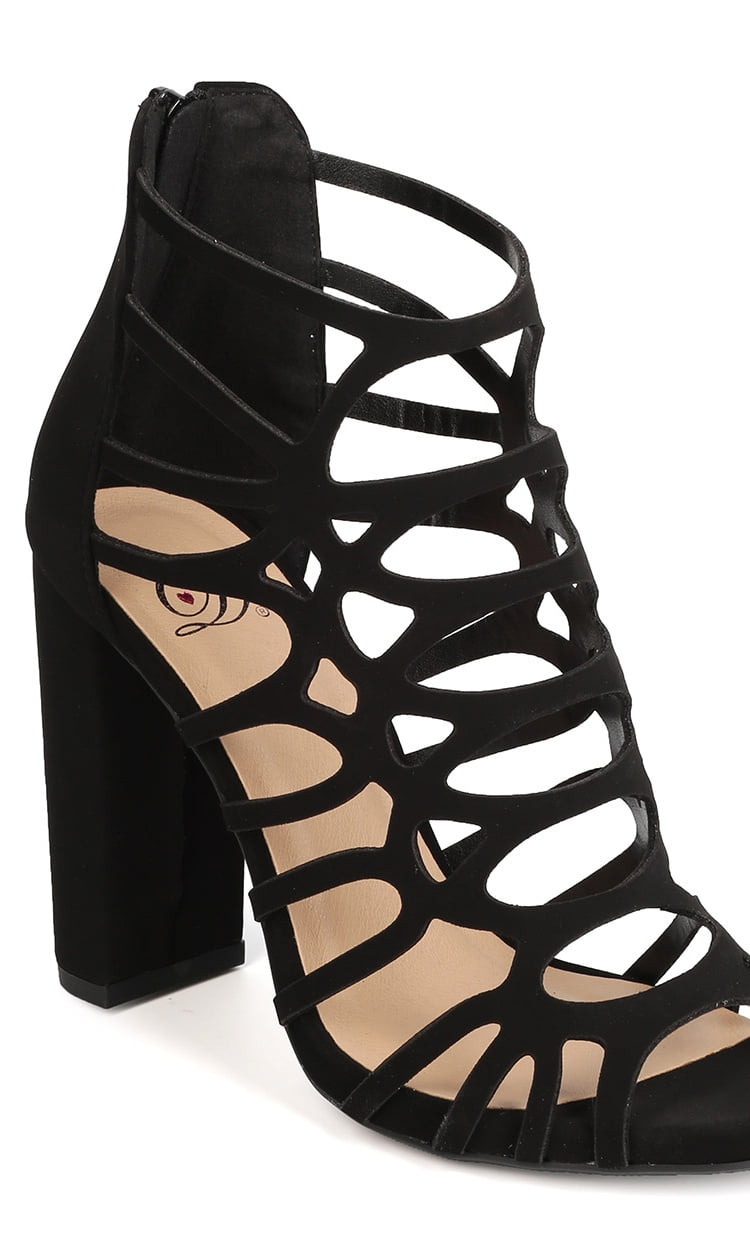 Delicious FI60 Women Nubuck Peep Toe Caged Block Heel Sandal - Walmart.com