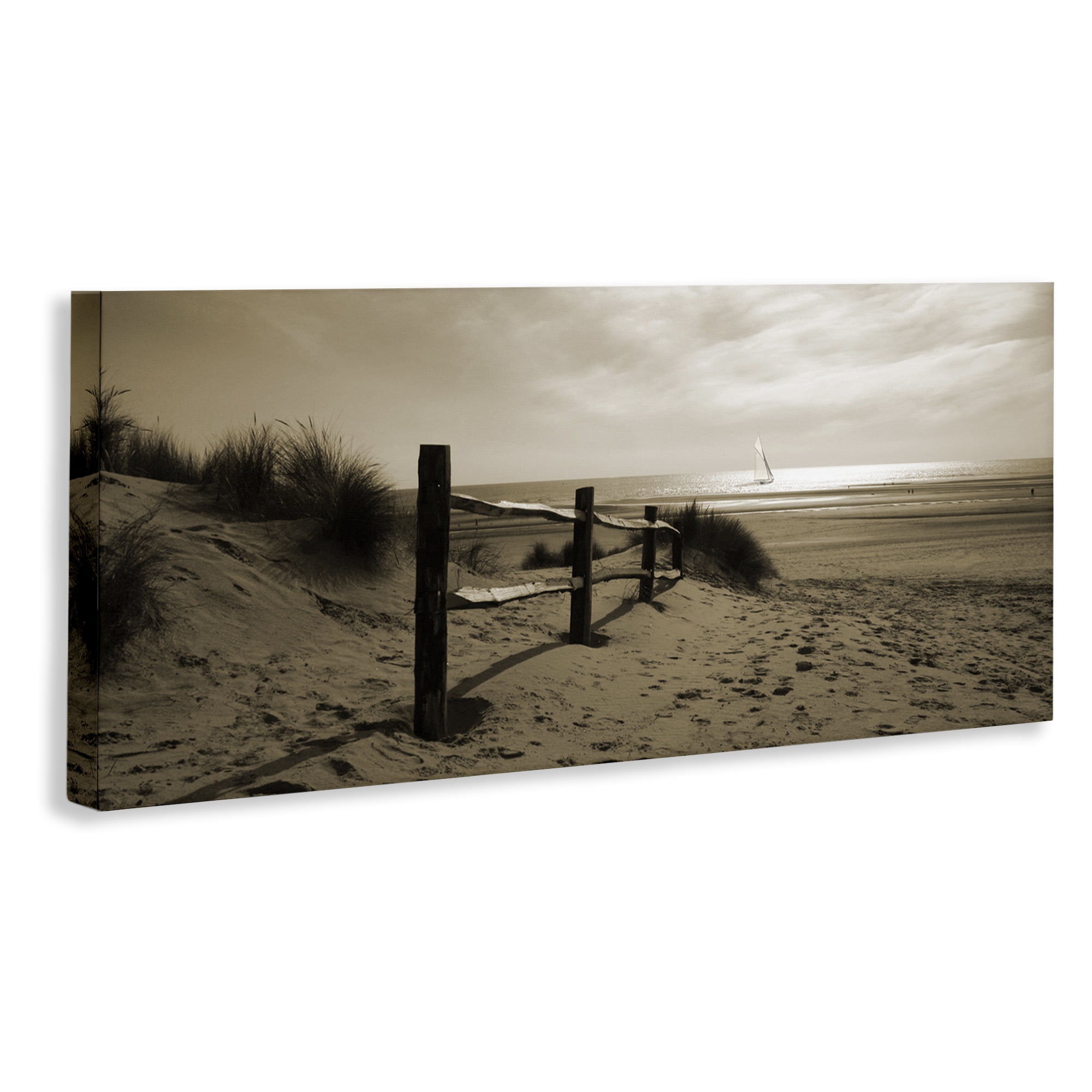 Stupell Industries Open Water Beach Landscape Photography Gallery Wrapped Canvas Art Print Wall Art, 30 x 13