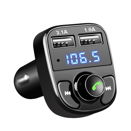 Fm Dual Conversion - FM Transmitter Aux Modulator Bluetooth Handsfree Car Kit Car Audio MP3 Player with 3.1A Quick Charge Dual USB Car Charger