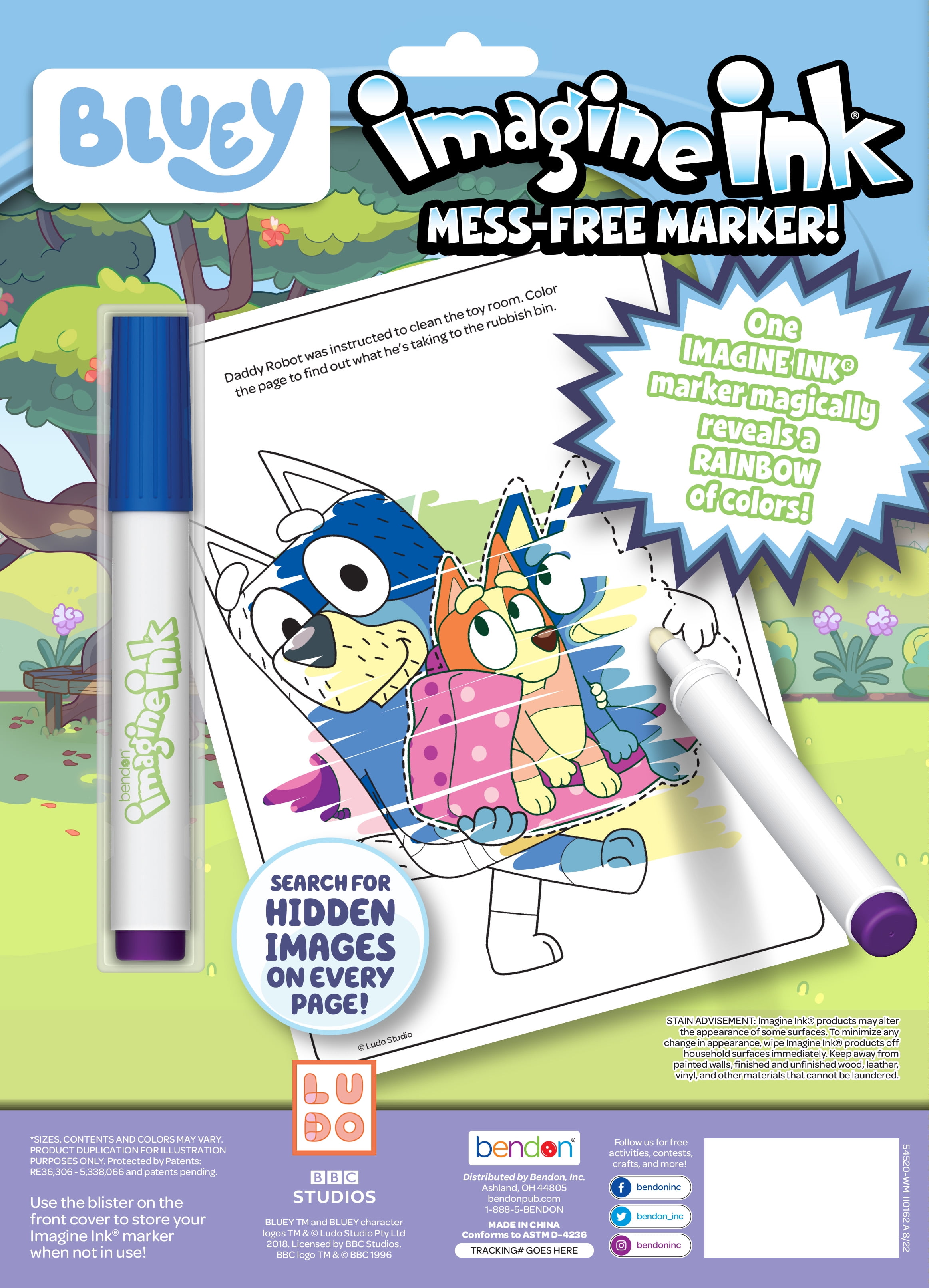 Bendon Bluey Imagine Ink Coloring Book and Markers Set