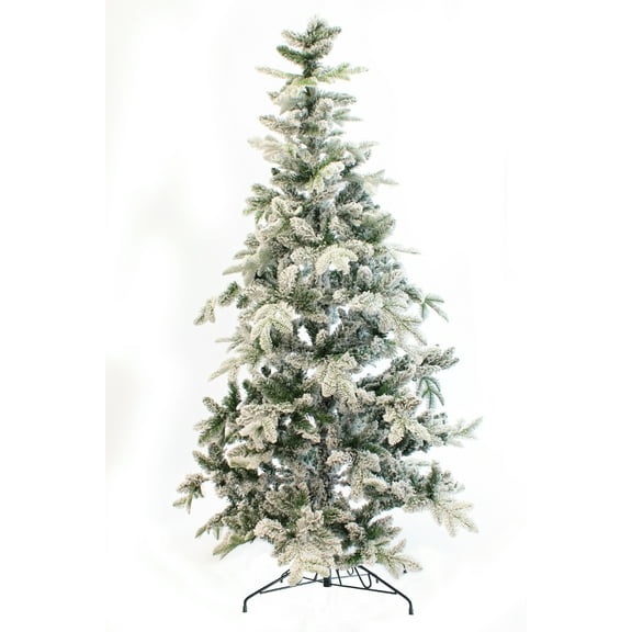 Perfect Holiday Snow Flocked 6.5 ft Alpine Artificial Christmas Tree, 569 Tips, Dia: 38", for Home Décor, Christmas