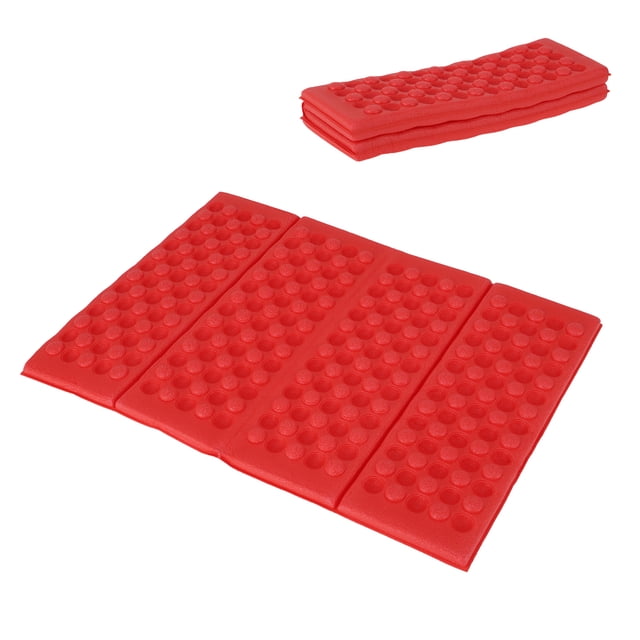 Ofertas Únicas 1 Pc Almohadilla de Asiento Portátil Exterior de 4 Plegados con Bultos de Masaje para Picnics XPE Roja