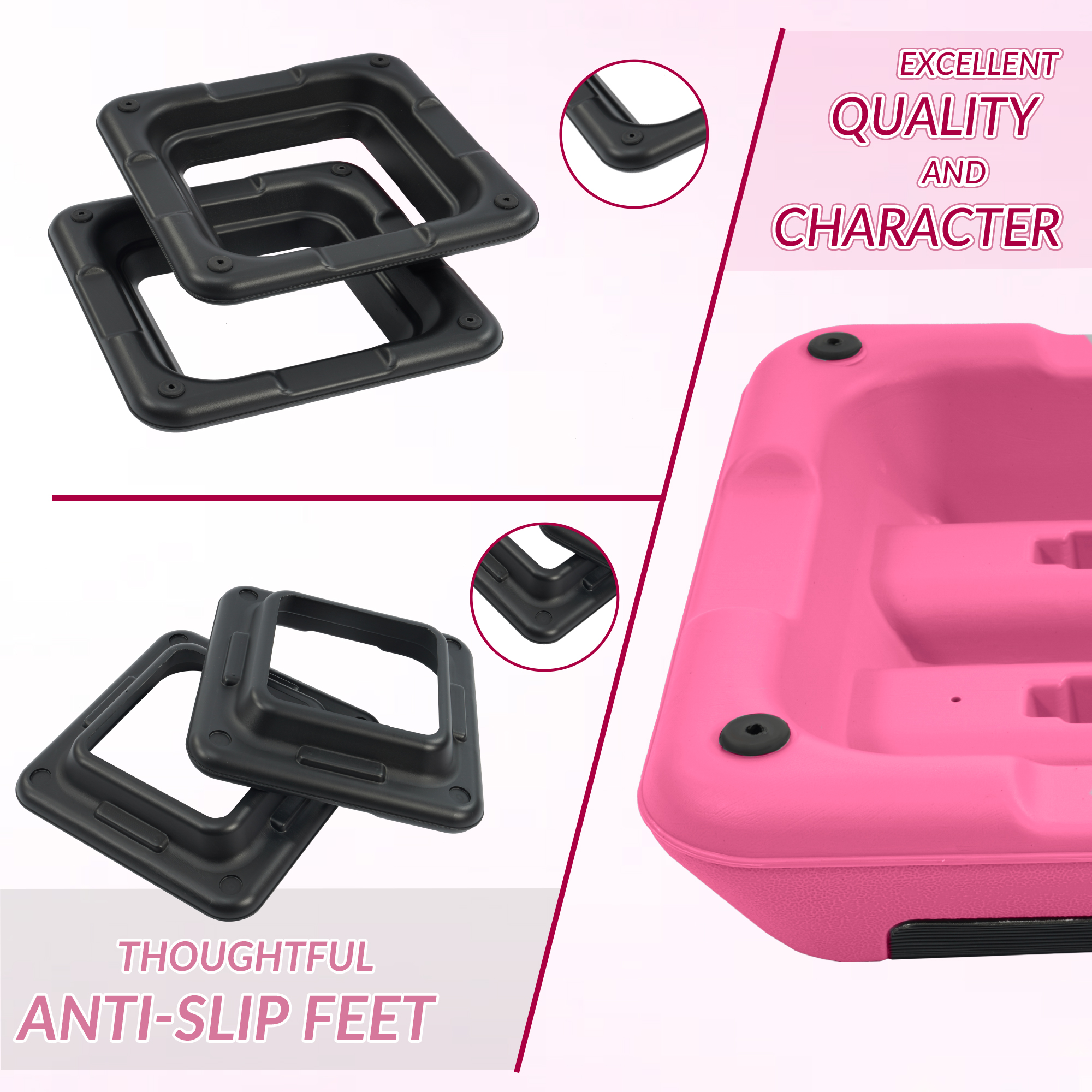 Signature Fitness Adjustable Aerobic Step Platform with 4 Risers, Non-Slip Stepper for Home Gym Workouts – 16", 28", 43", Pink/Blue/Gray