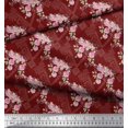 thumbnail image 2 of Soimoi Red Velvet Fabric Damask & Rose Floral Print Sewing Fabric Yard 58 Inch Wide, 2 of 3