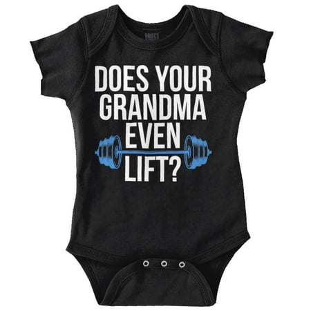 

Does Your Grandma Even Lift Exercise Romper Boys or Girls Infant Baby Brisco Brands 18M