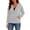 Gray, variant on Women's Y2k Full Zip Hooded Jackets, Contrast Stitch Loose Jacket Long Sleeve Autumn Outerwear with Pockets Red 2XL