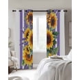 thumbnail image 4 of Sunflower Blackout Curtains for Bedroom Living Room Darkening Curtains 63 Inches Long Yellow Summer Floral Purple Striped Farmhouse Window Curtain 2 Panels Set Window Treatment Grommet Drapes 52"x63", 4 of 9