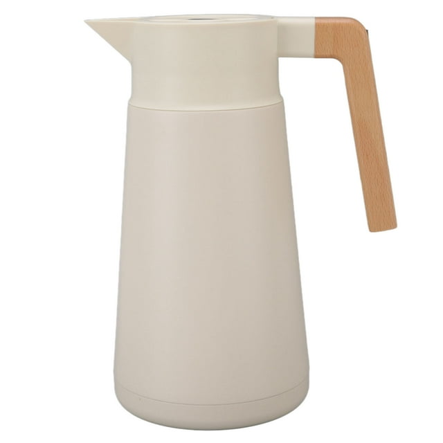 Jarra Térmica para Café Dispensador de Café de Acero Inoxidable de 2 L con de Madera de Haya Retención de Calor de 12 Horas Aislado Al Vacío para Té Agua Y Café ANGGREK Otros