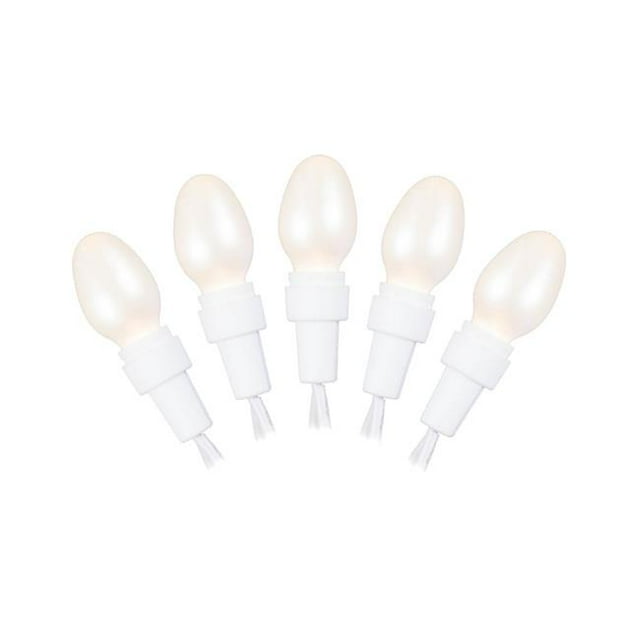 LED C5 Satin End Connecting White Wire 4 in. Spacing Light Set with Warm White Lights