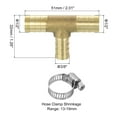 thumbnail image 2 of 2pack Brass Tee Barb Fittings, 3-Ways Tee 1/2 " x 3/8" x 1/2" Barbed, with 6pack Hose Clamps, 2 of 7