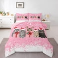thumbnail image 3 of Homewish Kawaii Xmas Cat Full Size Comforter Sets for Teens, Cartoon Kitten Animal Bedding Comforter Set, Princess Pink Christmas Reversible Bedding Sets, Ultra Soft Bedroom Decor, 3-Piece, 3 of 8