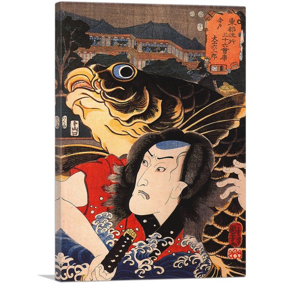 ARTCANVAS The Actor Canvas Art Print by Utagawa Kuniyoshi - Size: 12" x 8" (0.75" Deep)