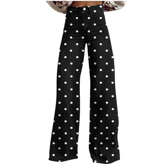 purcolt Women's Vintage Floral Printed Boho Jeans High Waist Wide Leg Denim Pants Casual Baggy Jeans Streetwear with Pockets