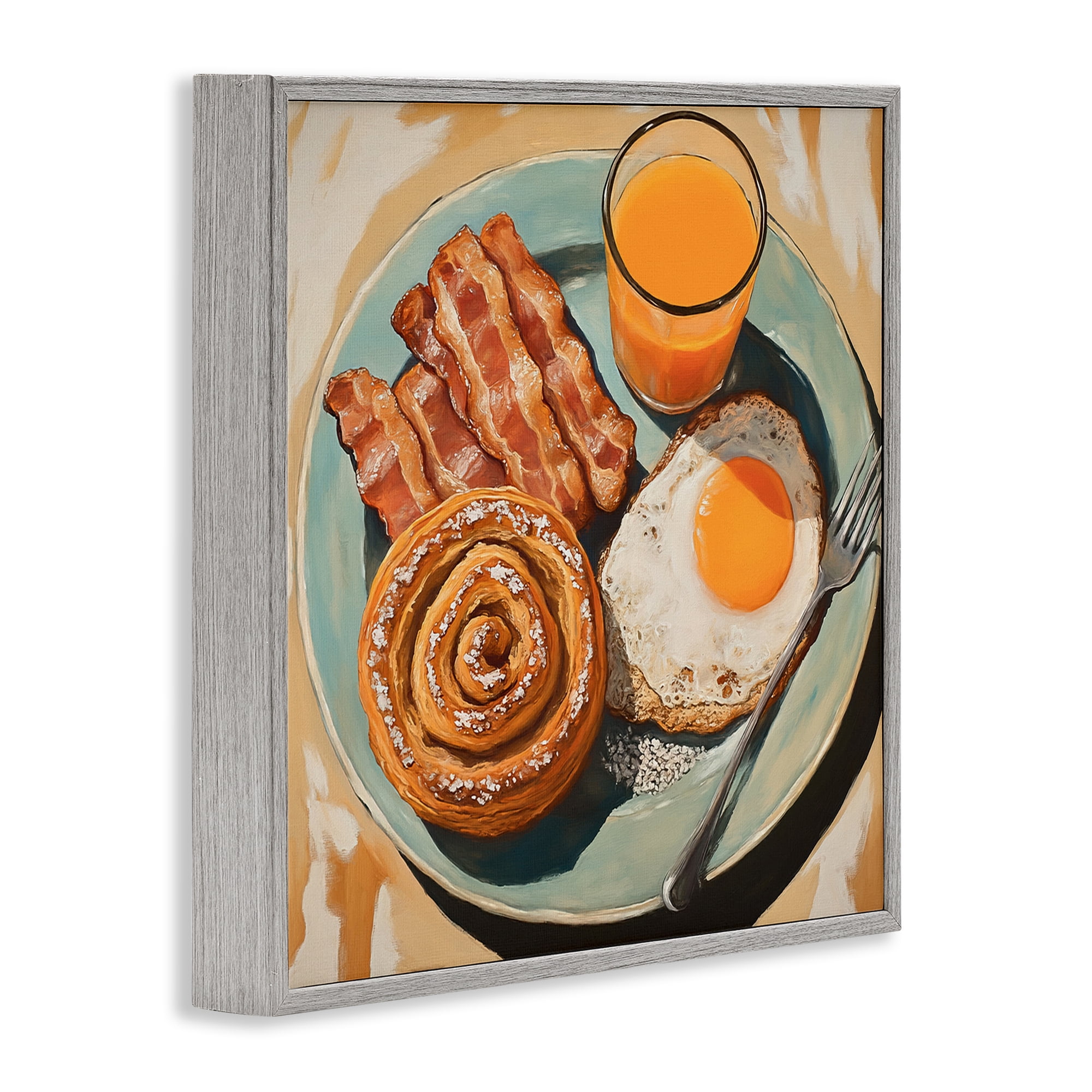 Stupell Industries Cinnamon Roll Breakfast Gray Framed Giclee Art, design by Tina LeCour