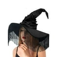 thumbnail image 3 of ZLKMQM Halloween Witch Hats with Tassel Veils Black Large Ruched Witch Hat Women Costume Accessory for Halloween Cosplay Party, 3 of 8