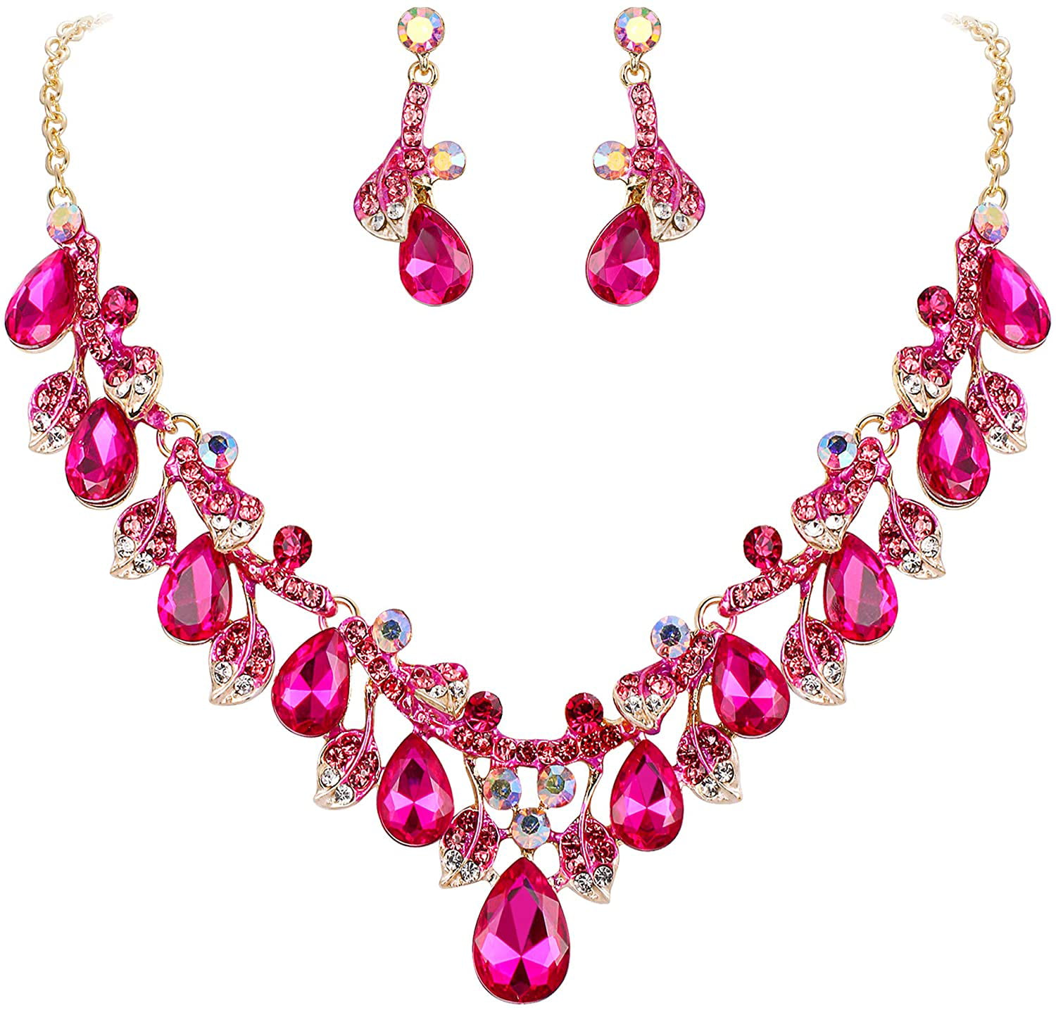 Bridesmaid Rhinestone Earrings Gift for Her Crystal Chandelier Earrings 3.5 Inch Pageant Jewelry Fuchsia Drop Earrings