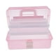 thumbnail image 2 of Caja de almacenamiento portátil de plástico de 3 capas con asa Rosado, 2 of 9
